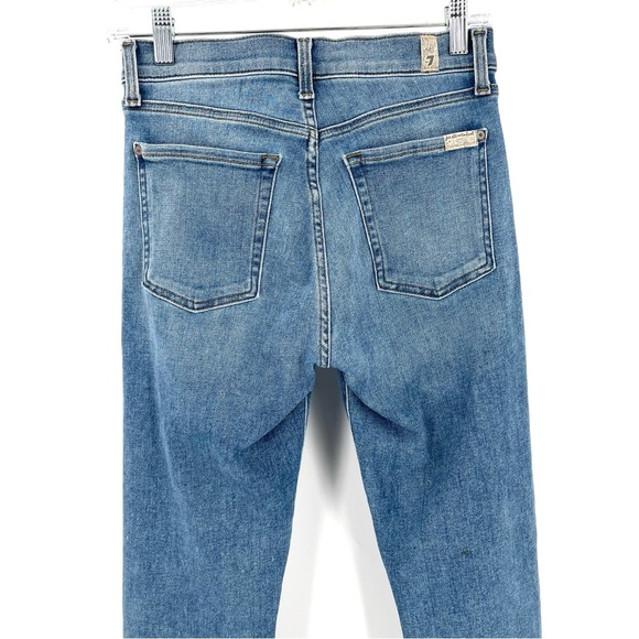 7 For All Mankind Josefina Skinny Boyfriend Crop Stretch Jeans distressed Knee - Picture 6 of 11